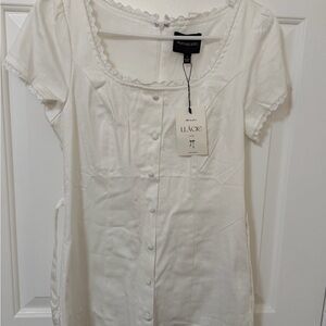 Mustard Seed Ivory Button-Down Blouse